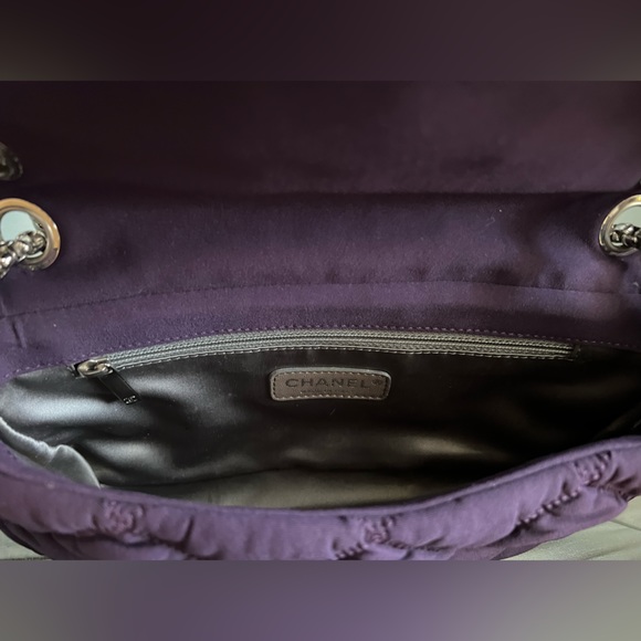 CHANEL Purple Quilted Bubble Shoulder Bag Silver CC Chain Strap Purse HOST PICK - Picture 8 of 17